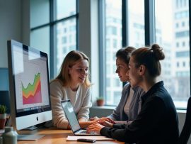 Hình ảnh minh họa nữ giới làm việc trong ngành công nghệ thông tin, thể hiện sự năng động và hiện đại, tập trung vào chủ đề con gái nên học nghề gì để ổn định